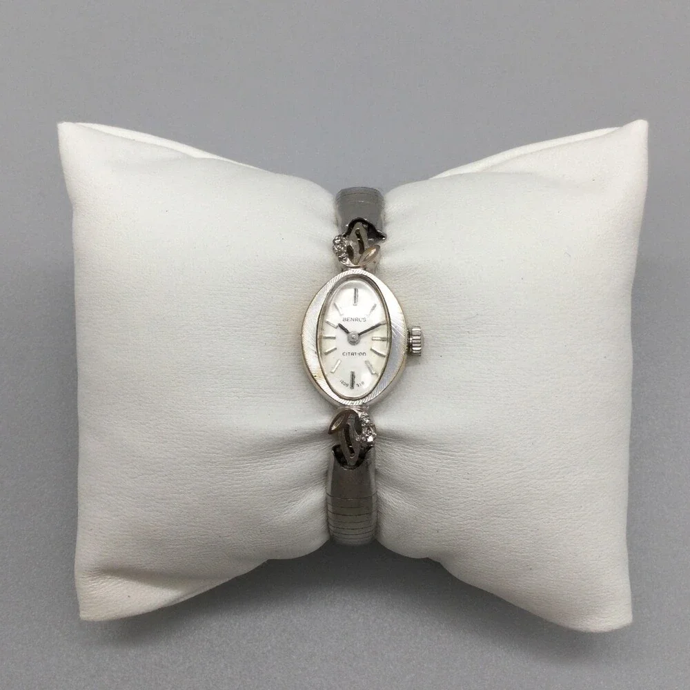 Vintage Benrus Citation Womens Watch 14mm Silver Tone Oval Dial Manual Wind 5.5